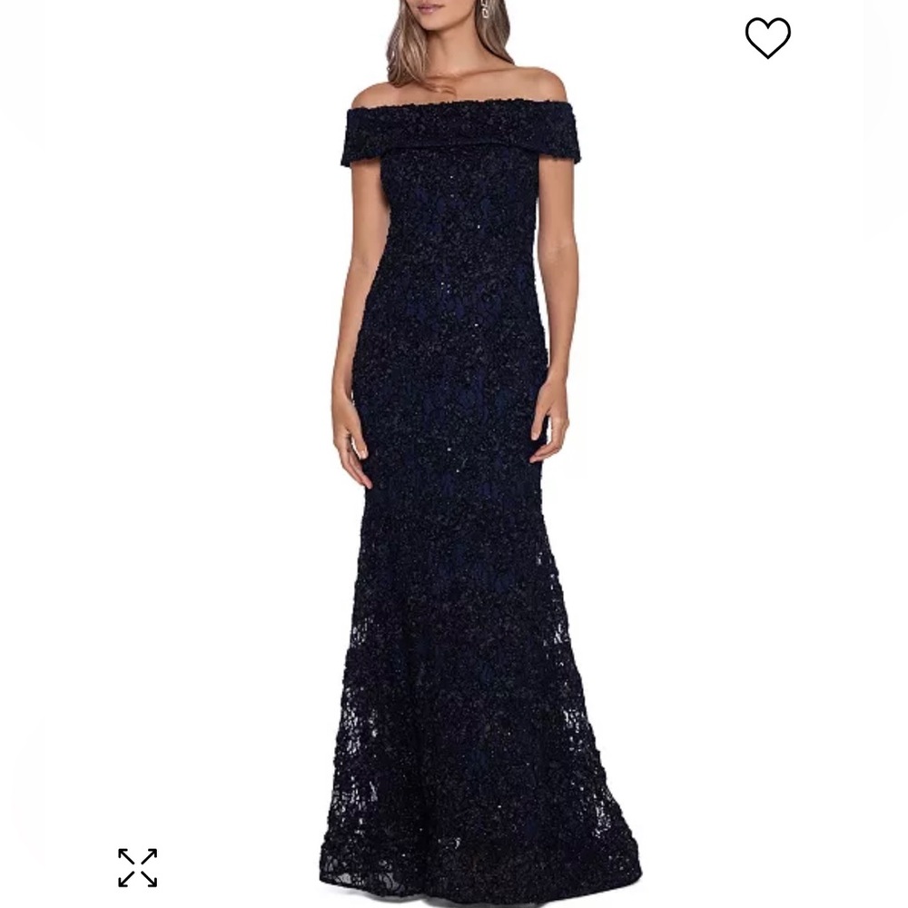 Xscape formal off the shoulder lace gown. Size 12. Brand new!